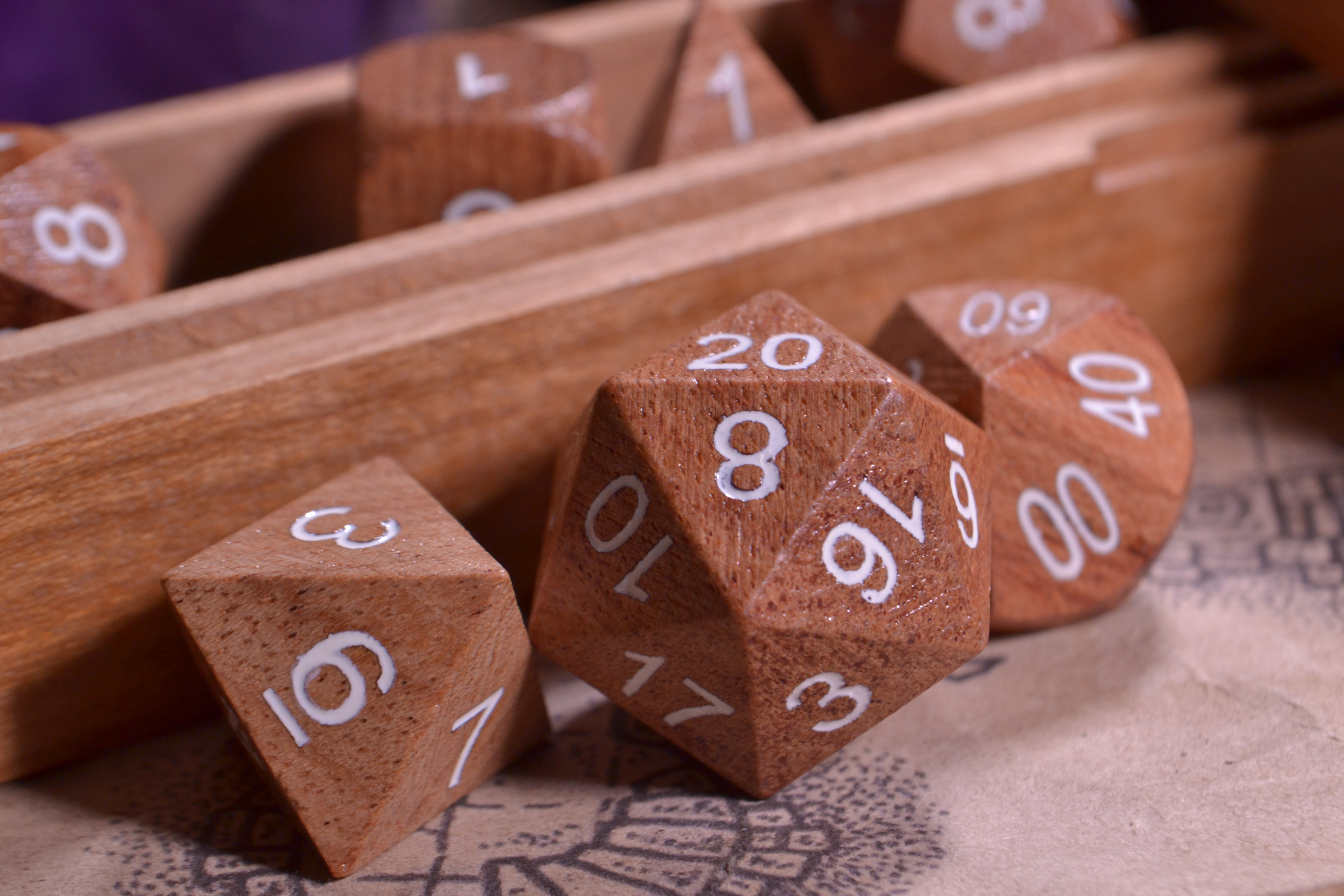 Zebra Wood Dnd Dice Set, Polyhedral Dice, D&D Dice, Dungeons and