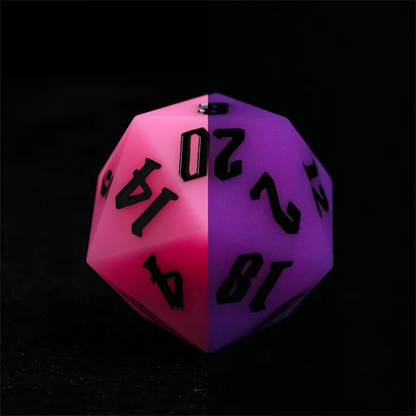 Glow in the Dark Pink - 55mm D20 Chonk Silicone Dice - Black Font