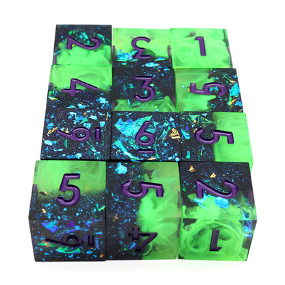 Vibrant green and blue set of D6 Dice