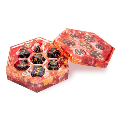 Red Gears - Hexagonal Resin Dice Box
