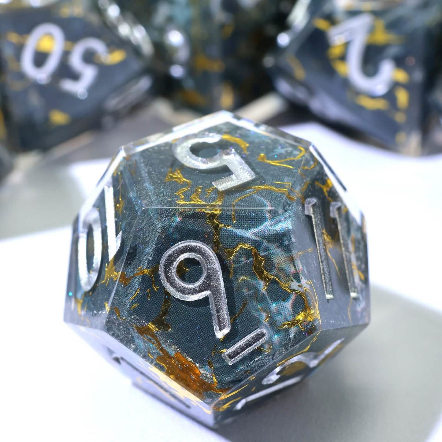 Gilded Void – view 7 – art core DnD dice set
