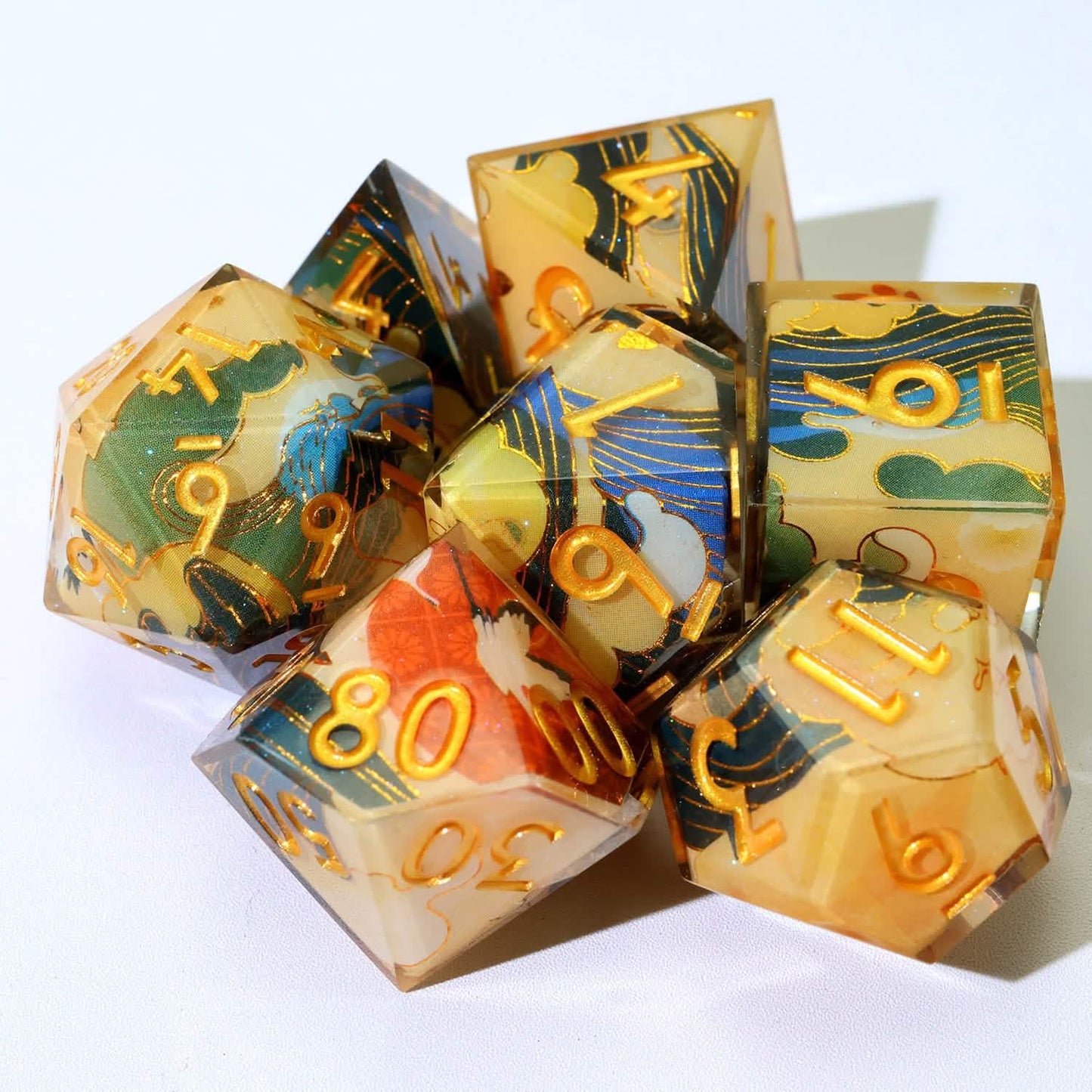 Whispering Glade – view 7 – art core DnD dice set