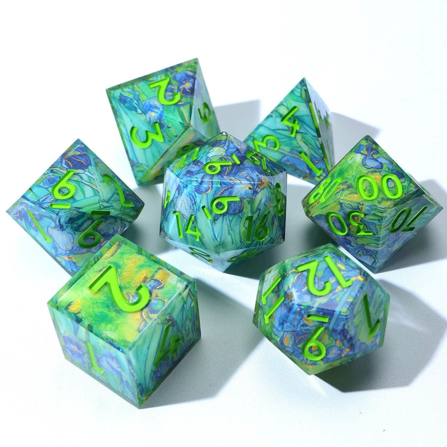 Bluemorn Grove – view 8 – art core DnD dice set