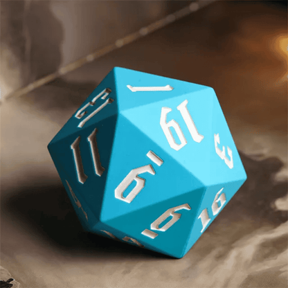 55mm D20 Chonk Silicone Dice - Sky Blue with White Font