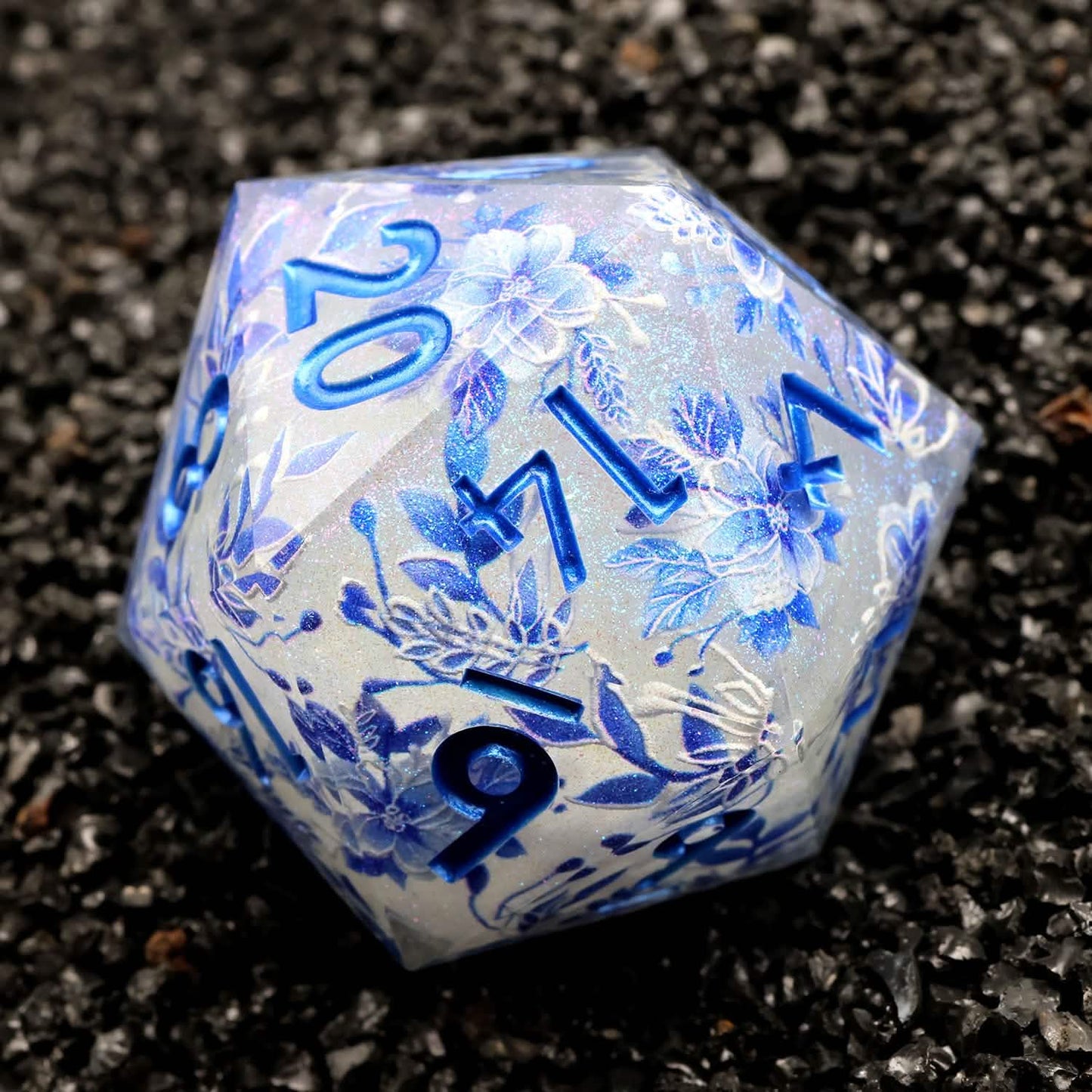 Snowflower – lifestyle shot – art core DnD dice set
