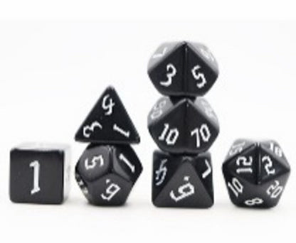 Pure Serious Black | High Contrast White Numbers | 7 Piece Dice Set