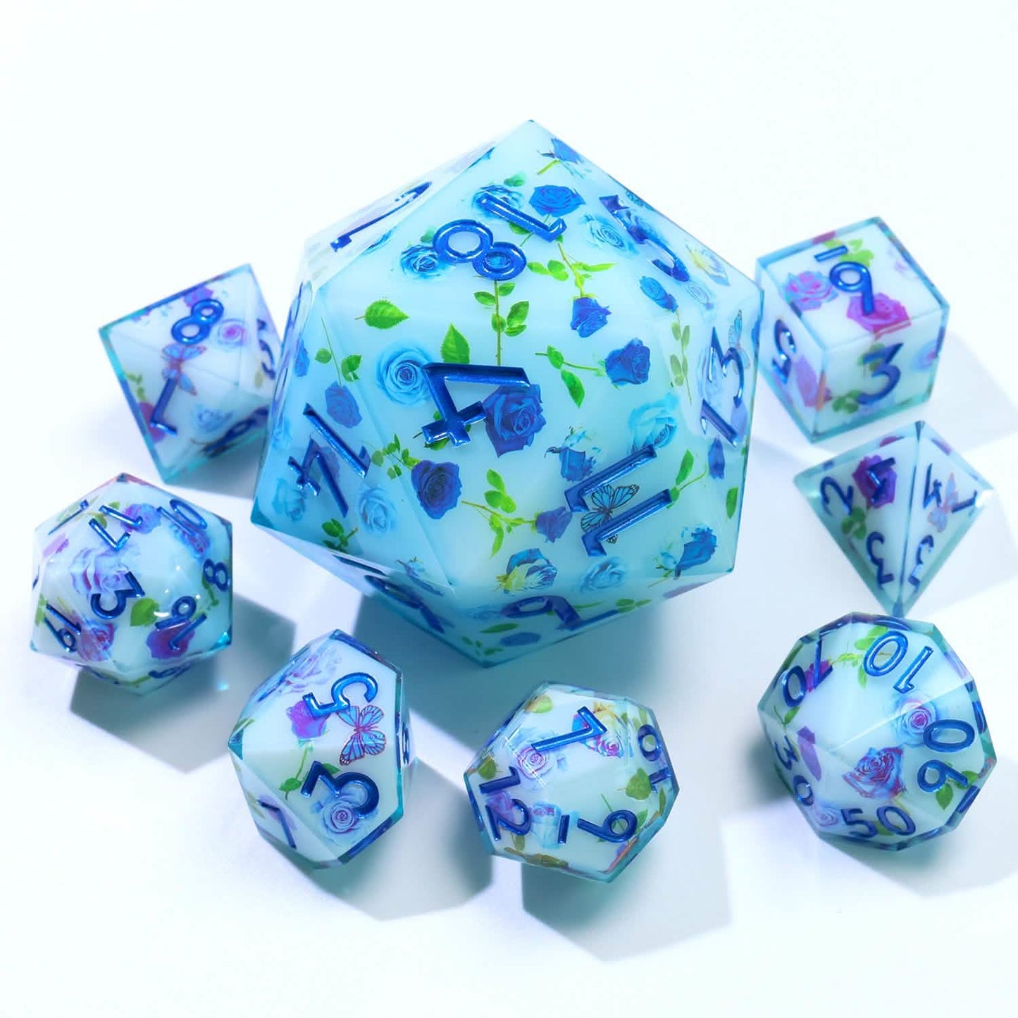 Enchanted China – close-up view – art core DnD dice set (1)