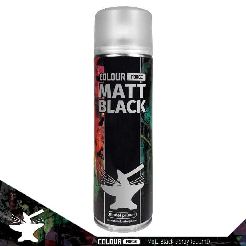 Colour Forge Matt Black Spray (500ml) – miniature spray paint primer – Tabletop Dominion