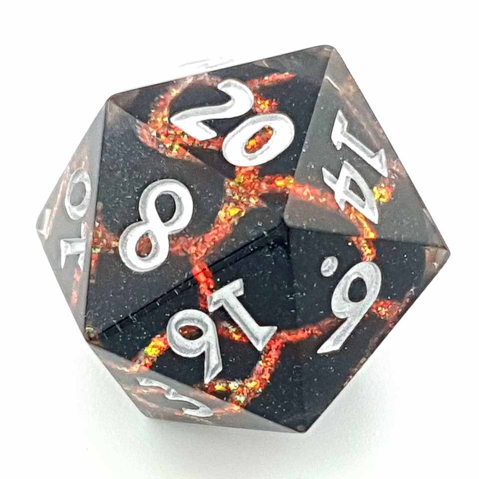 Cleric's Vein – close-up view – art core DnD dice set