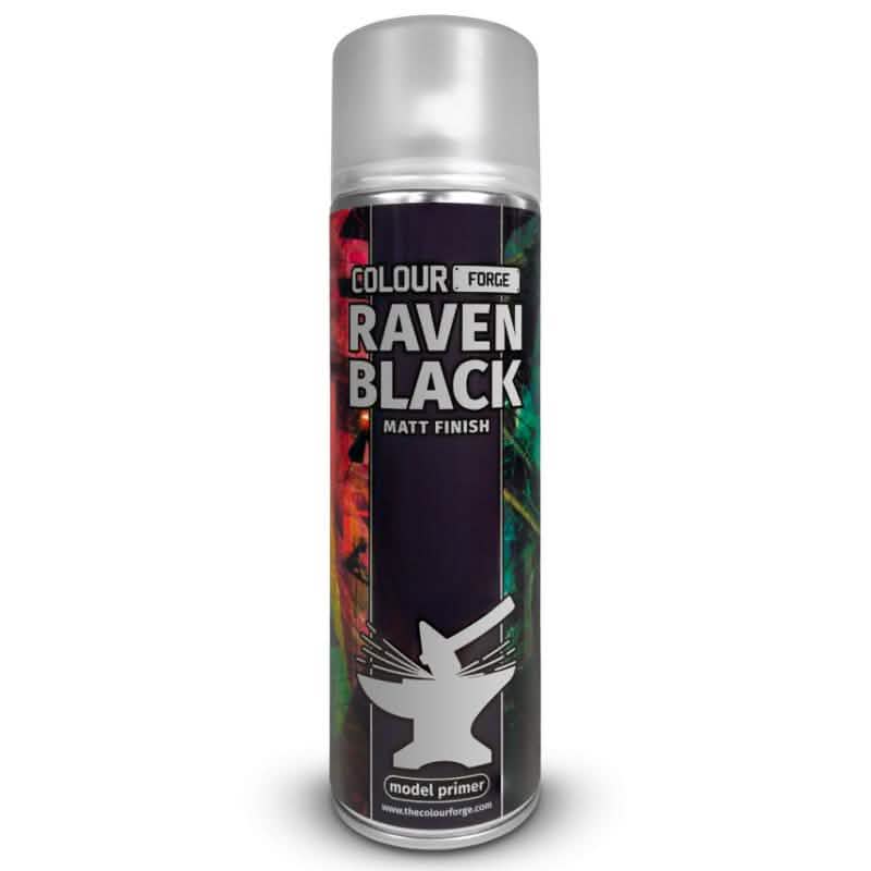 Colour Forge Raven Black Spray (500ml) – miniature spray paint primer – Tabletop Dominion