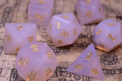 Pink Opalite Gemstone Dice Set | Gemstone Dice Set | Dungeons and Dragons | Pathfinder | DND Dice | Dice Set | Polyhedral Dice Set | RPG Dice Set