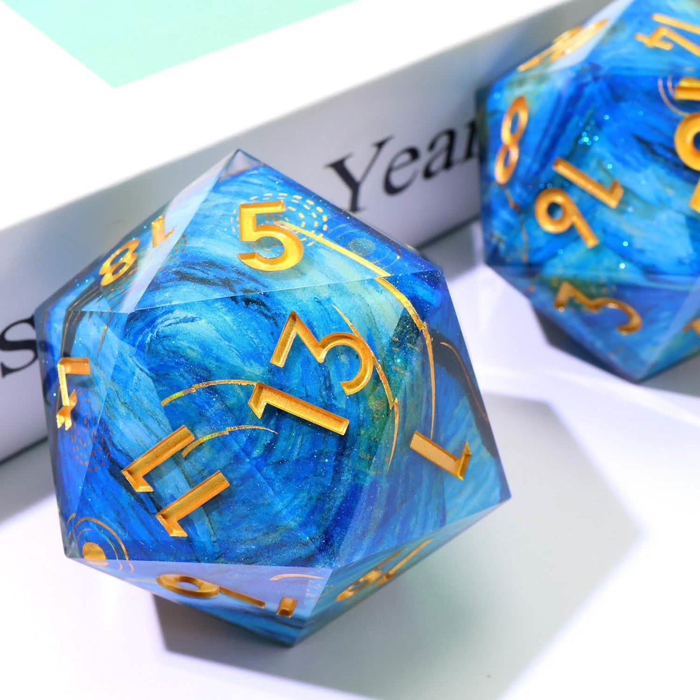 Astral Tide – lifestyle shot – art core DnD dice set
