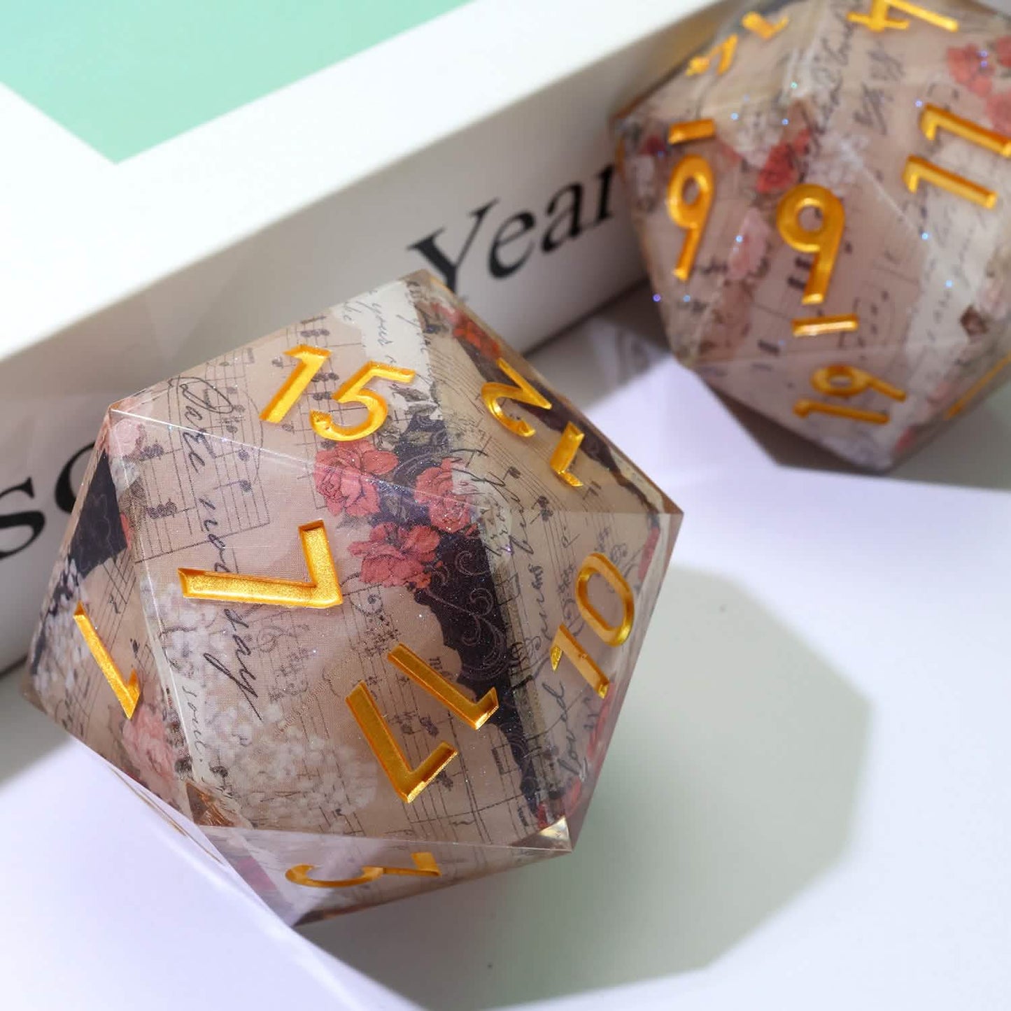 Sonnet of Thorns – lifestyle shot – art core DnD dice set (1)
