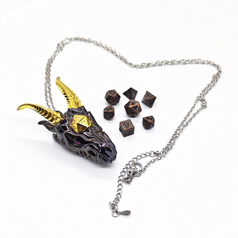 Skullhoard | Black | Dragon Pendant with Mini Dice