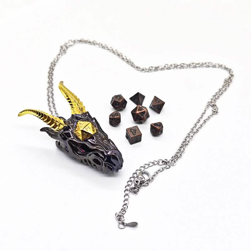 Skullhoard – lifestyle shot – DnD dice pendant necklace