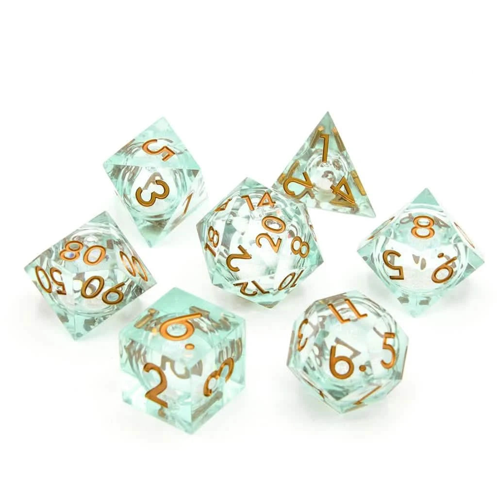 Forest Fae – lifestyle shot – liquid core DnD dice set