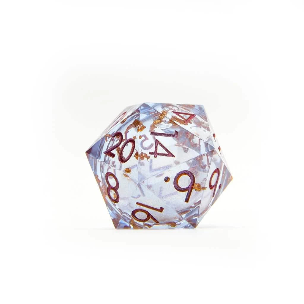 Lavender Seraph – close-up view – liquid core DnD dice set