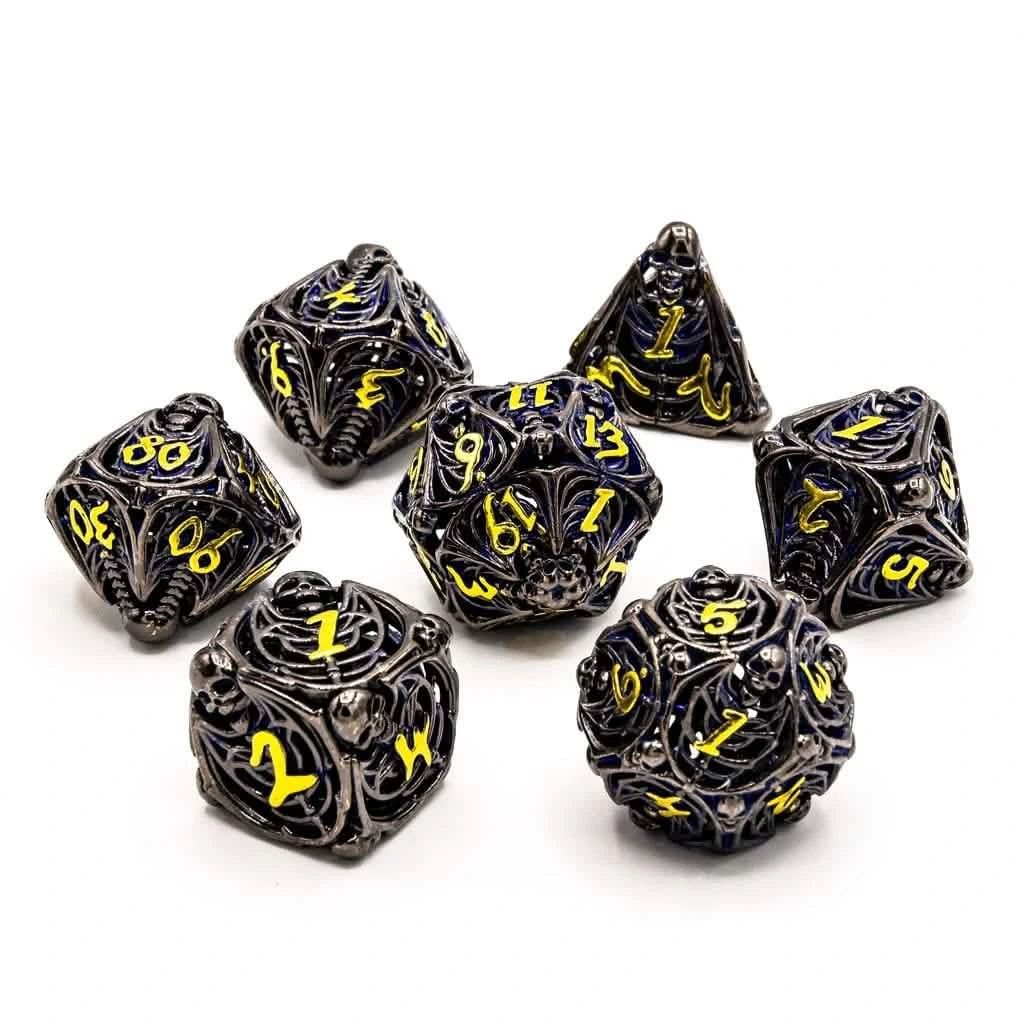 Soulrend – lifestyle shot – metal DnD dice set