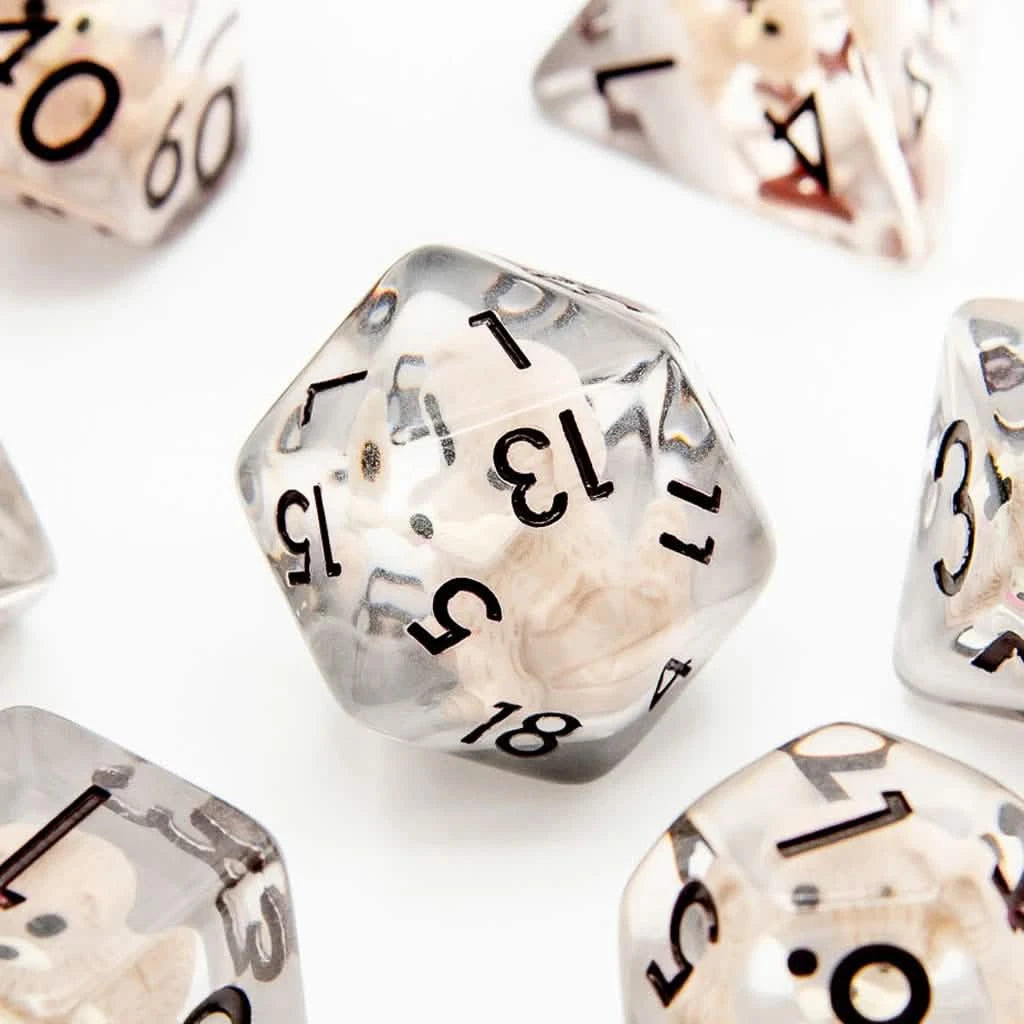 Cute Dogs – close-up view – DnD dice set