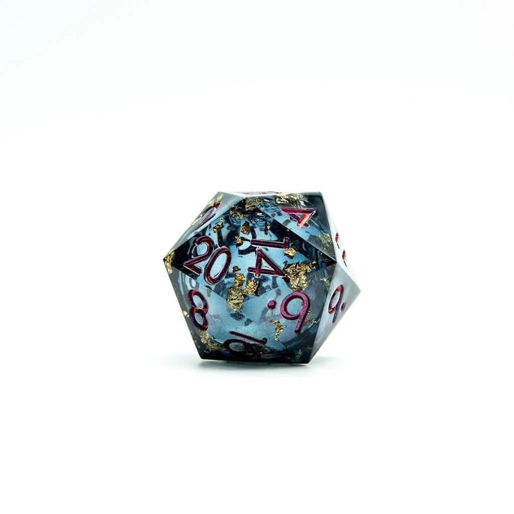 Celestial Shadow – close-up view – liquid core DnD dice set