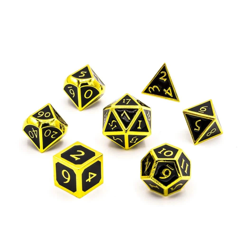 Corrupt Noble – lifestyle shot – metal DnD dice set