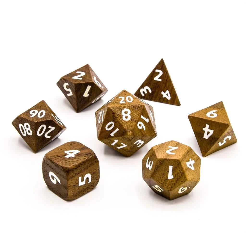 Black Walnut – lifestyle shot – DnD dice set
