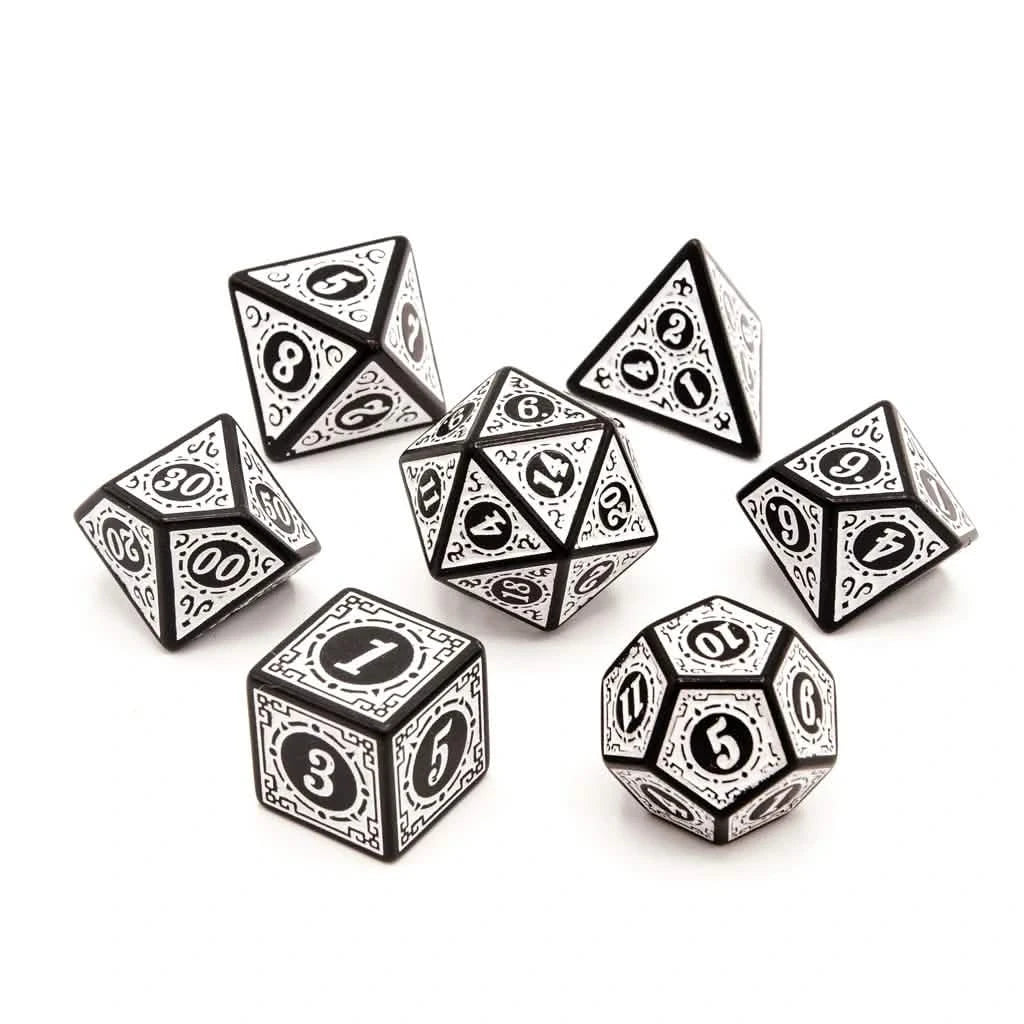 Runes of Twilight – lifestyle shot – acrylic DnD dice set