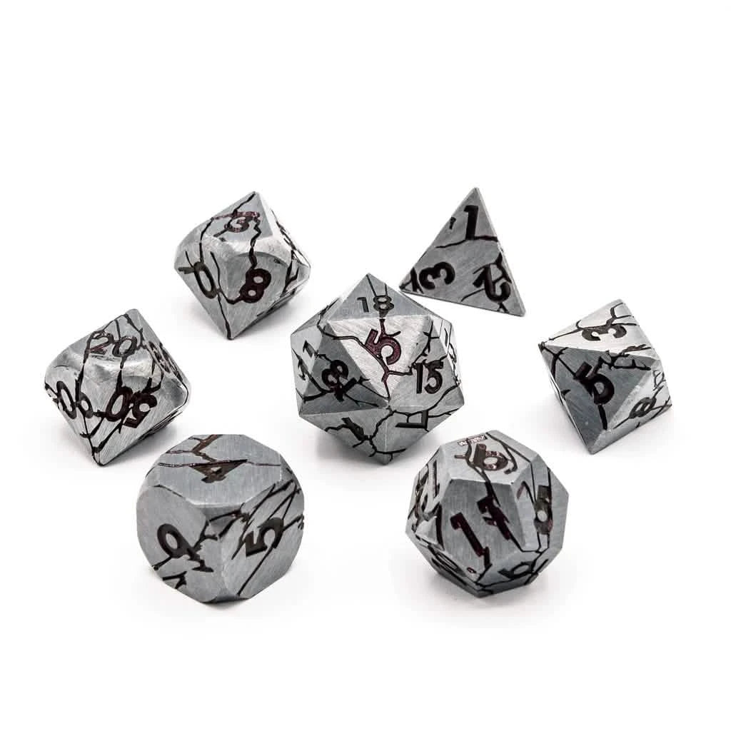Ancient Arcane – lifestyle shot – metal DnD dice set