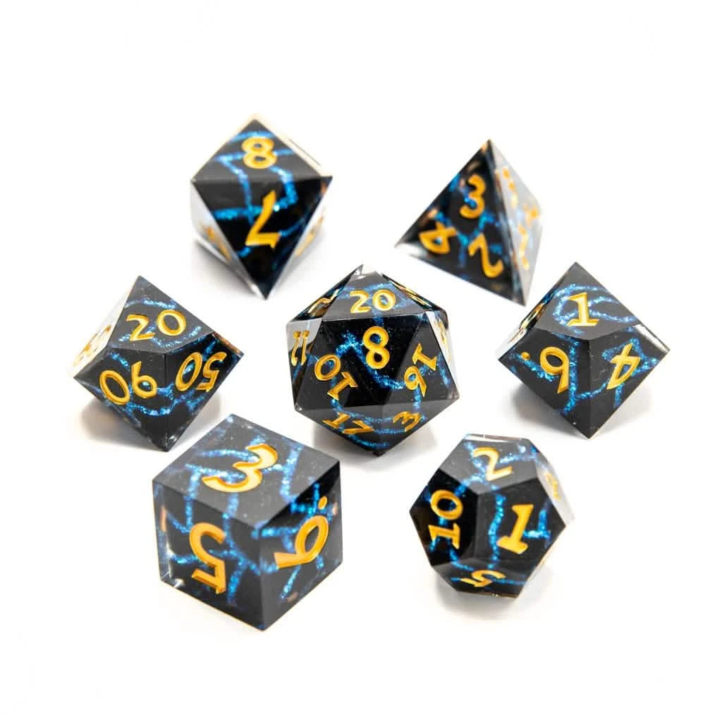 Cosmic Fracture – lifestyle shot – art core DnD dice set