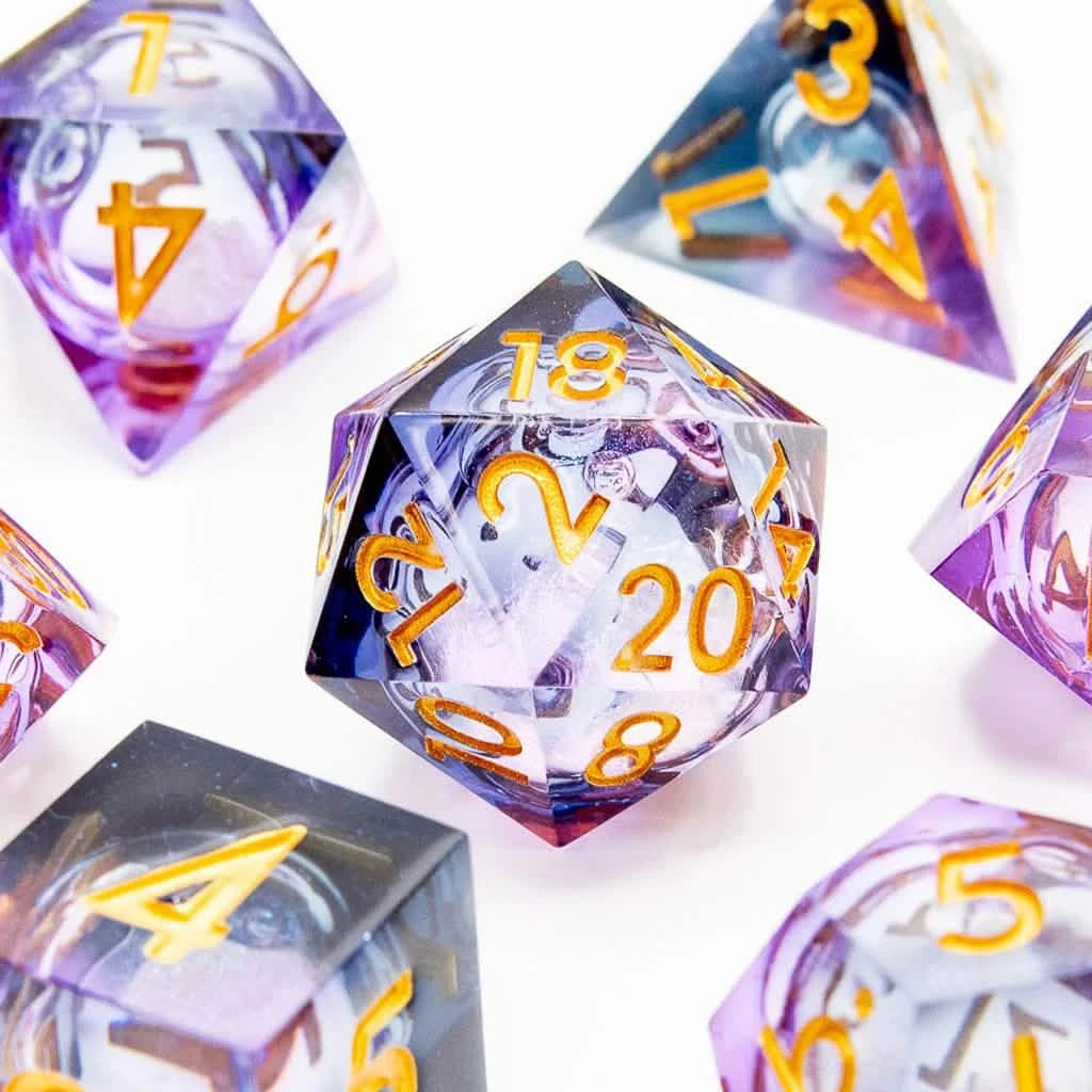 Arcane Maelstrom – close-up view – liquid core DnD dice set