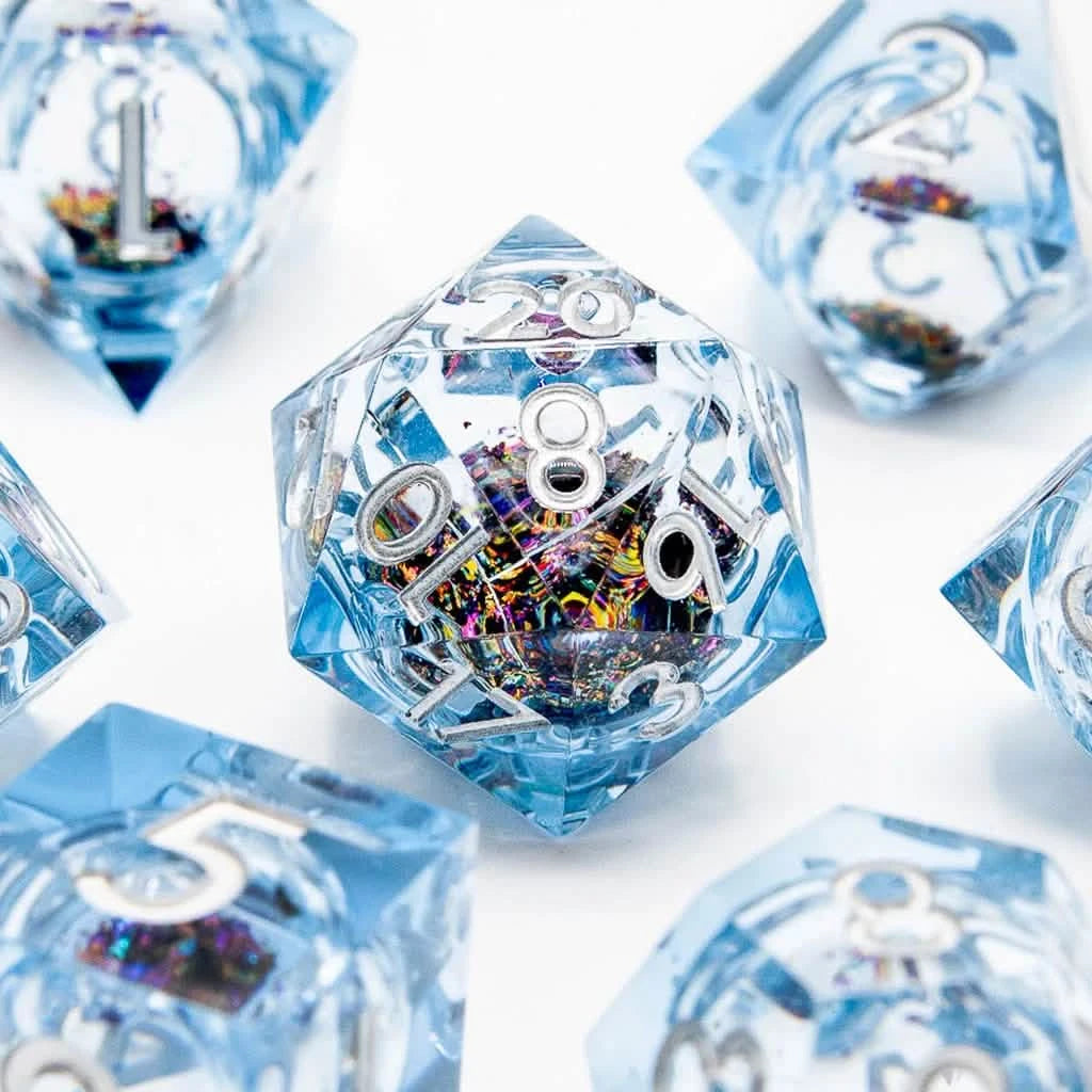 Arcane Prism – close-up view – liquid core DnD dice set (1)