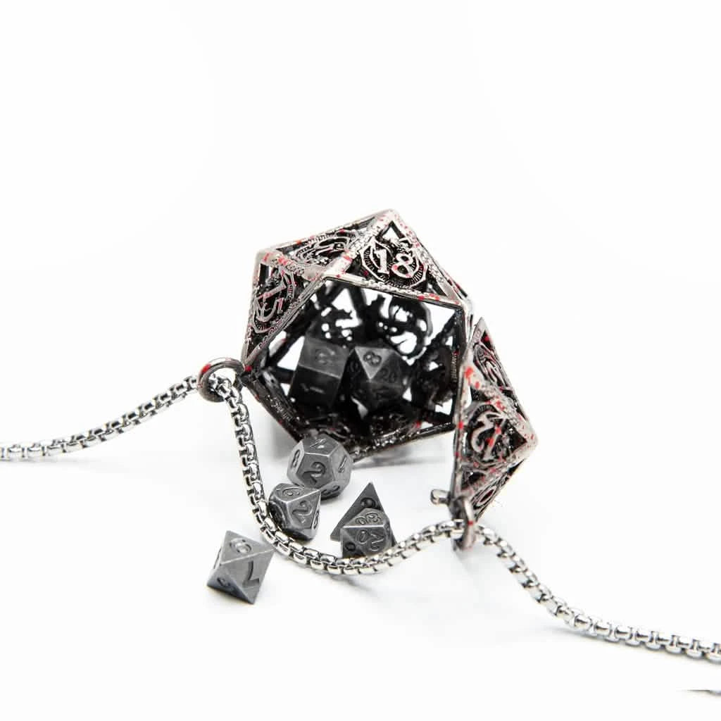 Bloodscale Amulet – close-up view – DnD dice pendant necklace