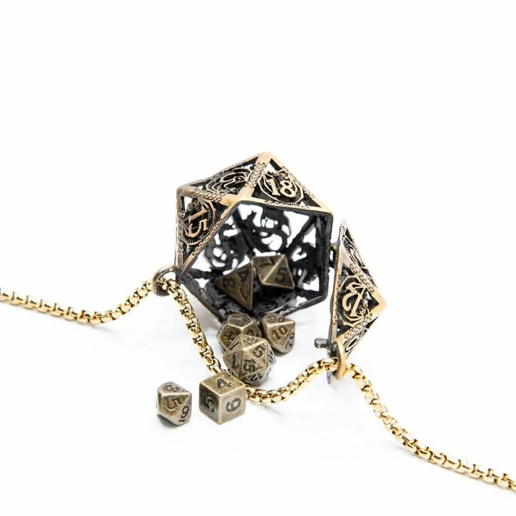 Dragons Locket – close-up view – DnD dice pendant necklace