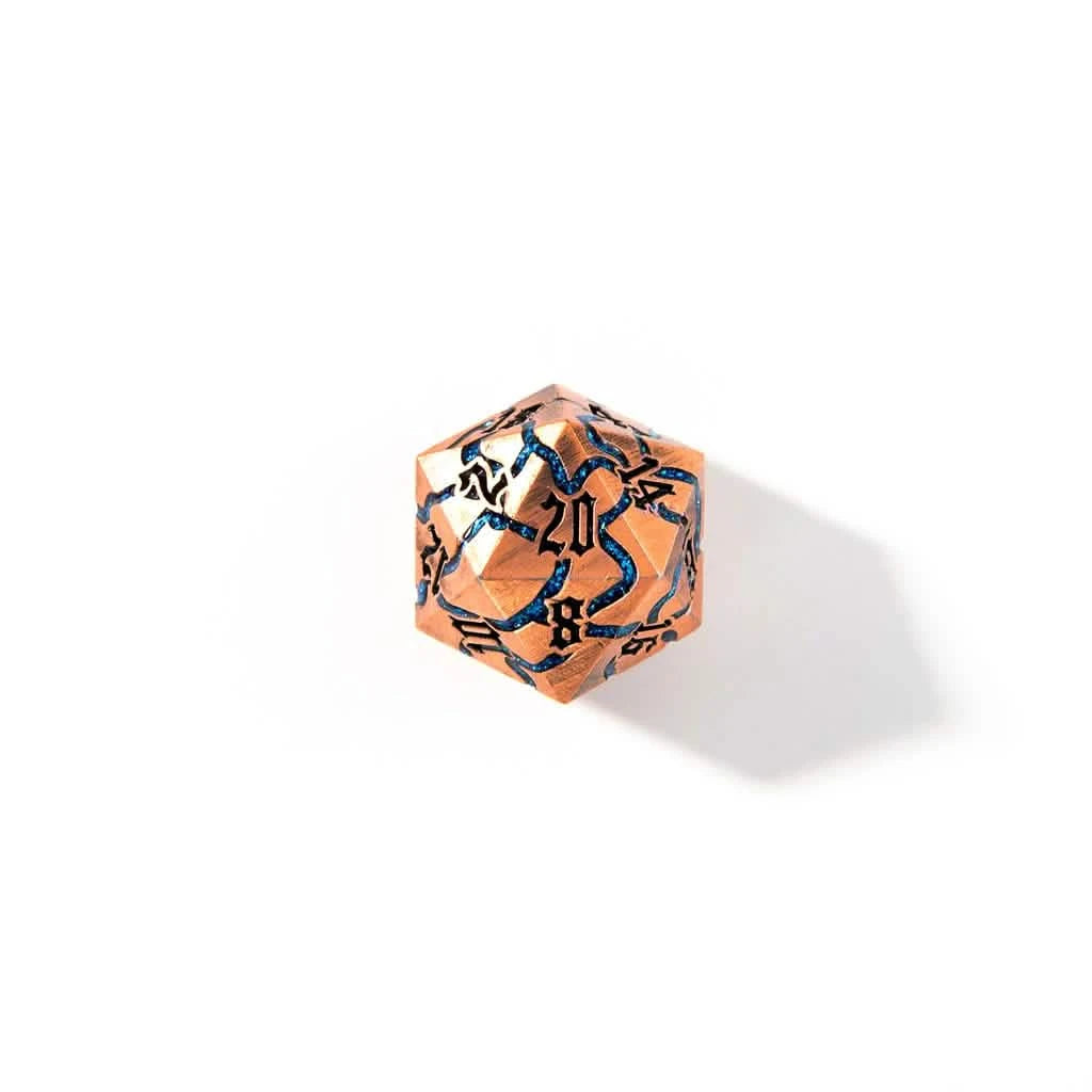 Artificer – close-up view – metal DnD dice set