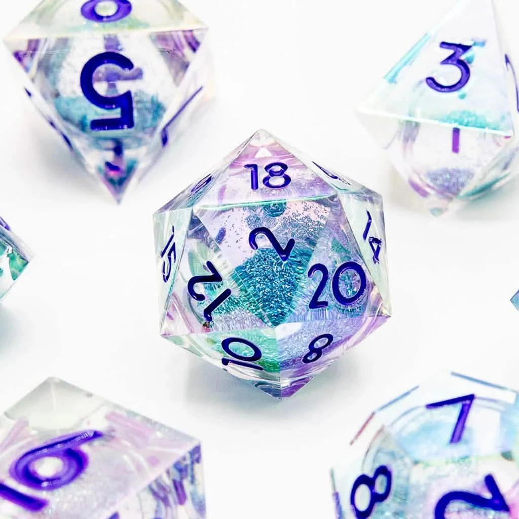 Ethereal Flux – close-up view – liquid core DnD dice set