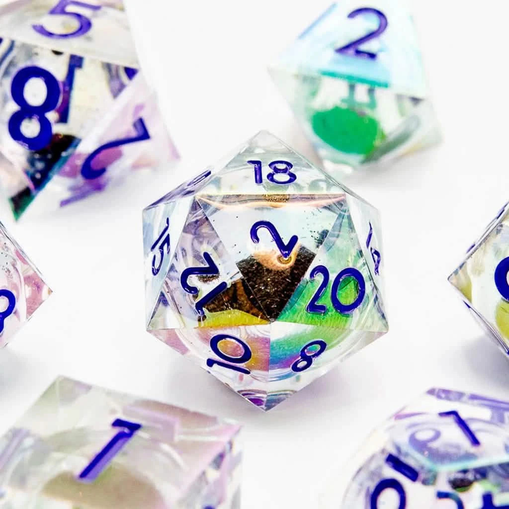 Eldritch Glimmer – close-up view – liquid core DnD dice set