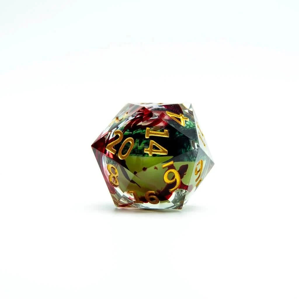 Eye of Fortune – close-up view – liquid core DnD dice set