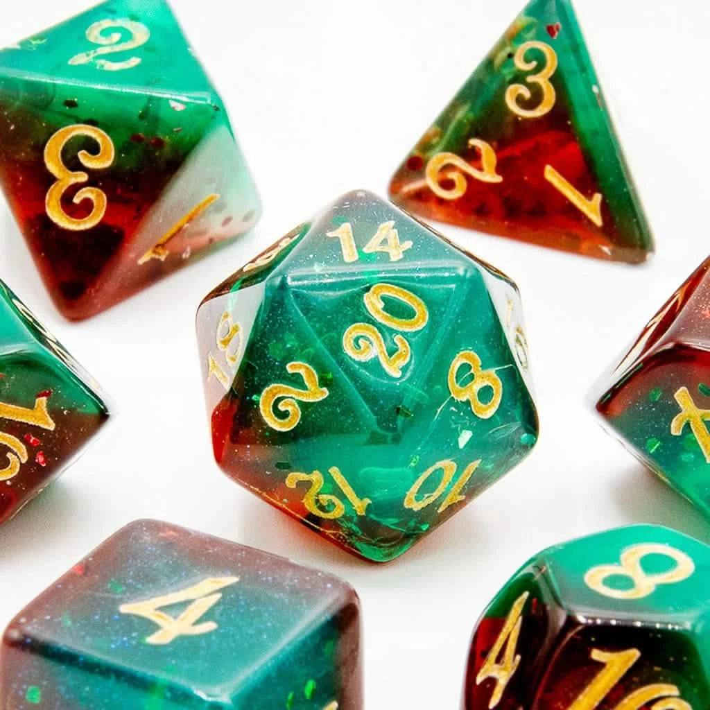 Berry Wave – close-up view – acrylic DnD dice set