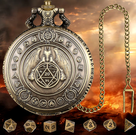 Fatebound Vault – pocket watch DnD dice set – Tabletop Dominion
