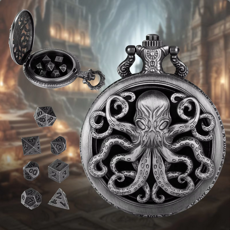 Cthulhu's Grasp – pocket watch DnD dice set – Tabletop Dominion (1)