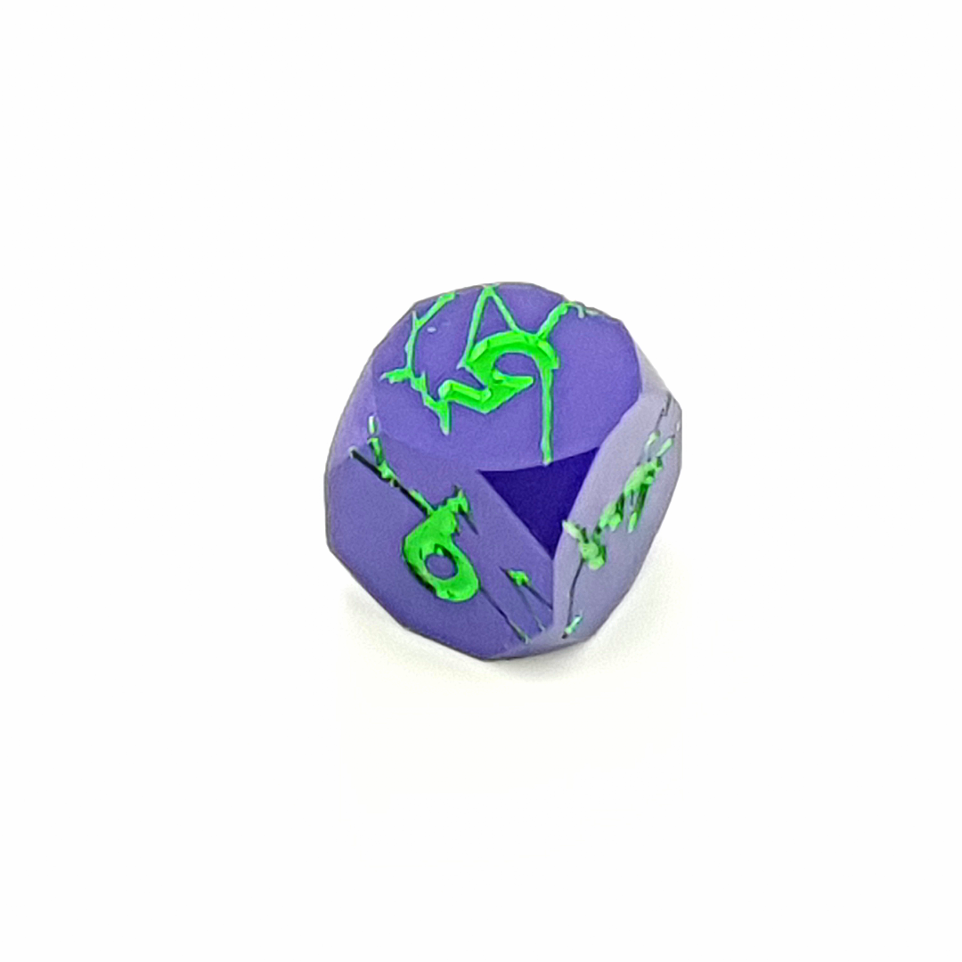 Wraith Bloom – lifestyle shot – metal DnD dice set