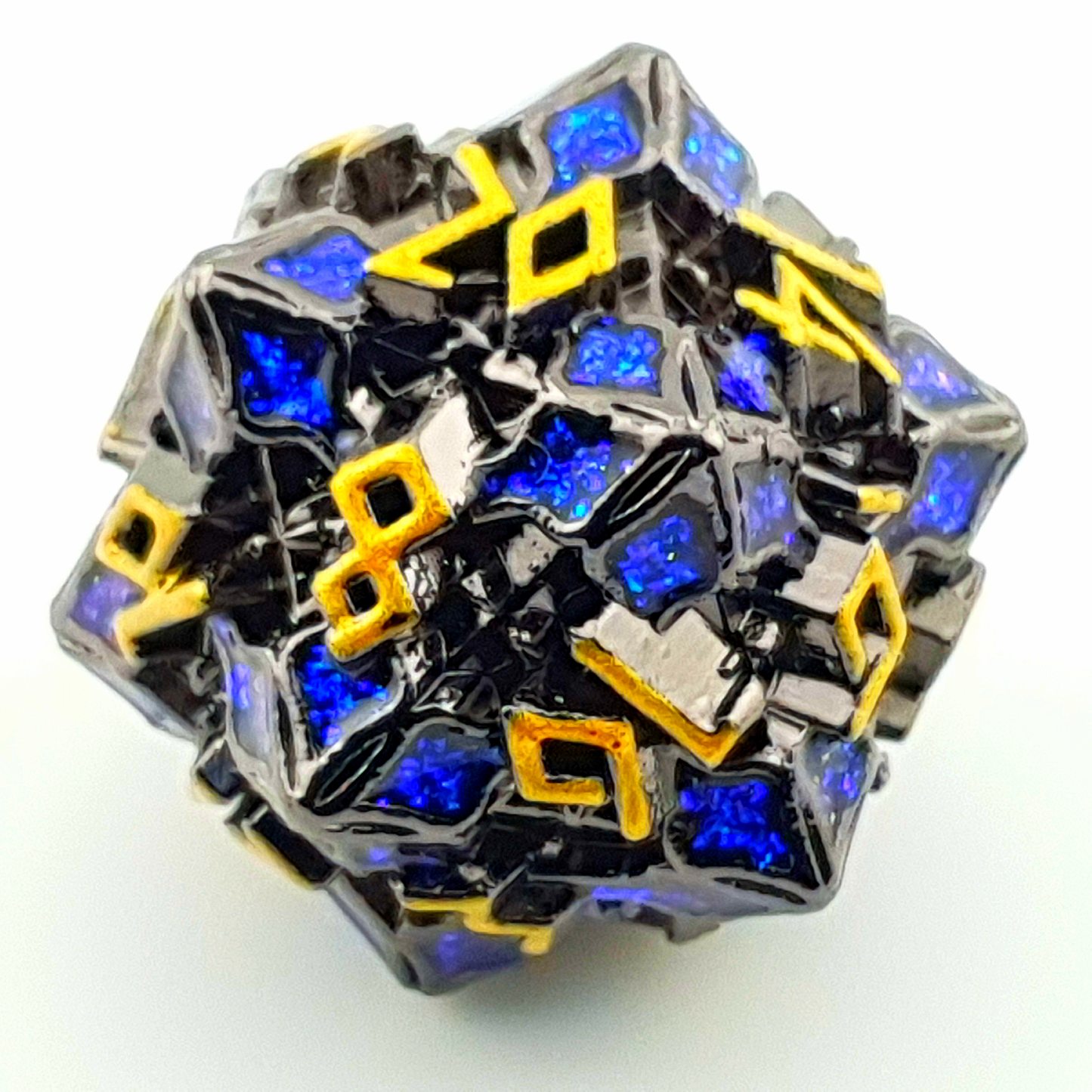 Eldritch Grove – close-up view – metal DnD dice set