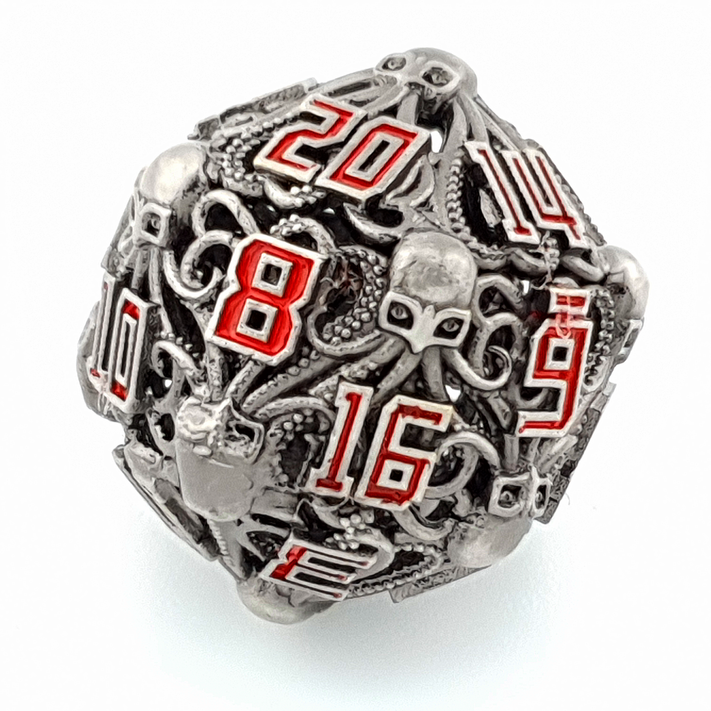 Spectral Depths – close-up view – metal DnD dice set