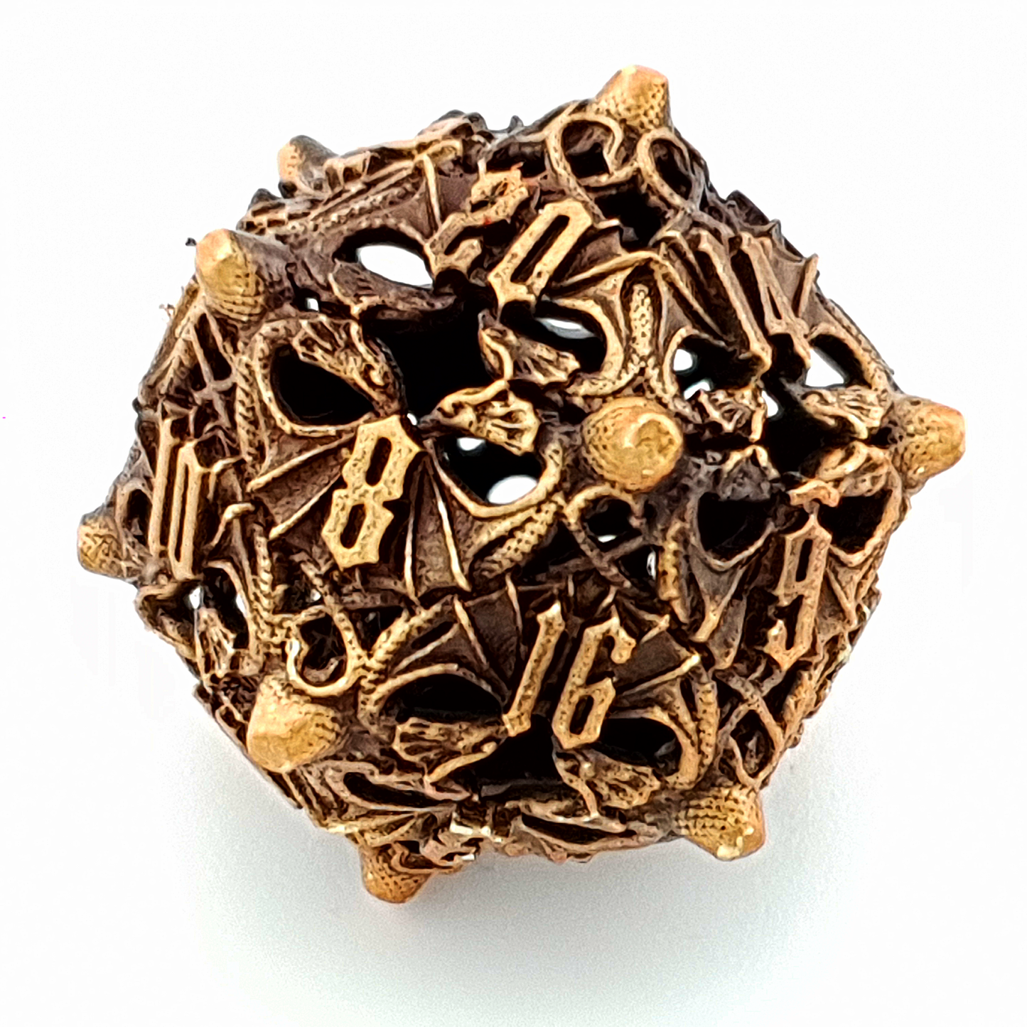 Eternal Wyrm – close-up view – metal DnD dice set