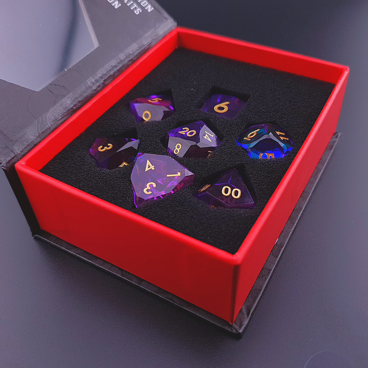 Arcane Prism – view 7 – diamond cut DnD dice set