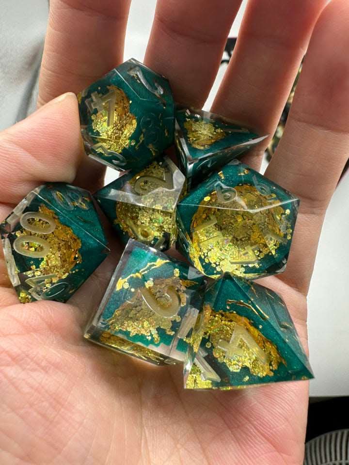 Aurelian Verdure | Geode Dice | 7 Piece Set - Tabletop Dominion