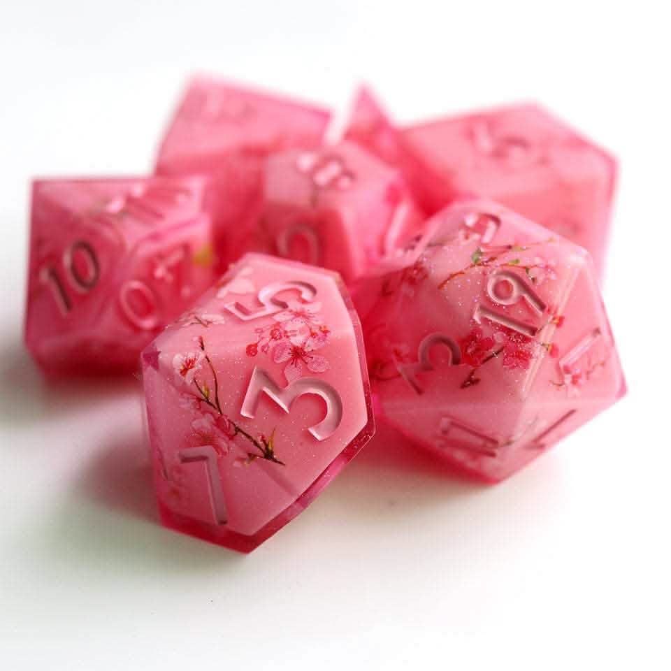 Candied Blossom – view 6 – art core DnD dice set