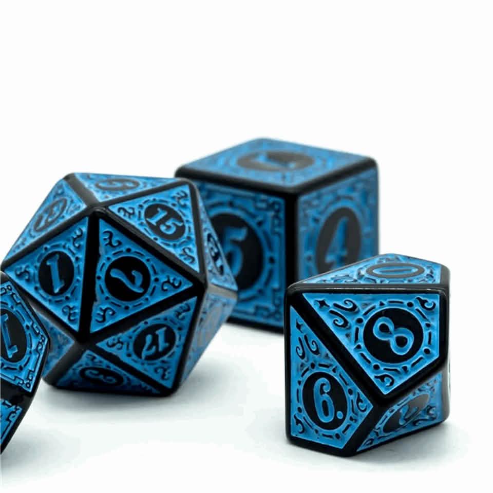 Celestial Runes – lifestyle shot – acrylic DnD dice set