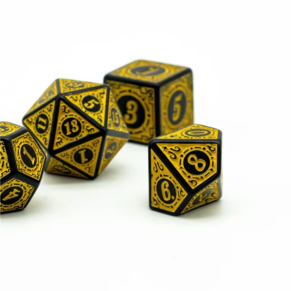 Sunlit Runes – view 8 – acrylic DnD dice set