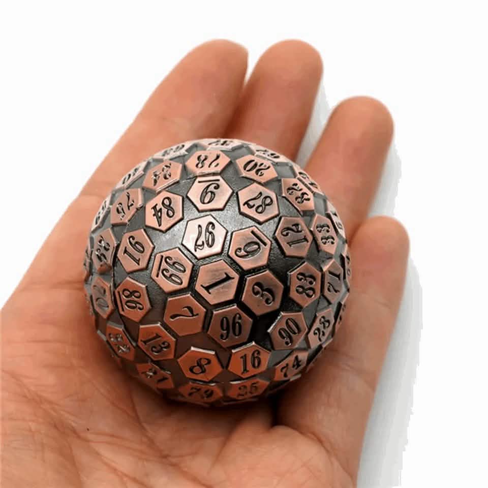 Copper Oracle – view 5 – metal DnD dice set